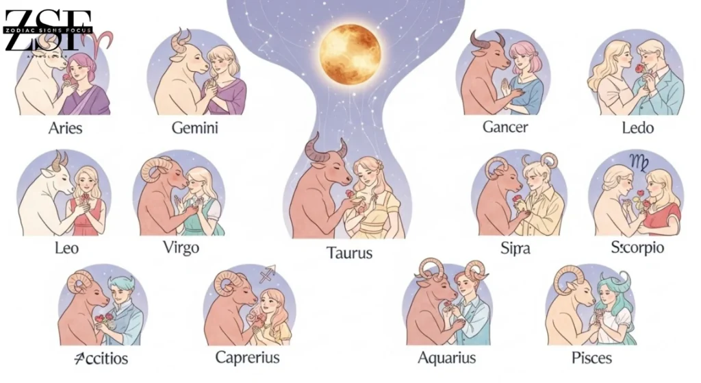 Taurus zodiac sign in love compatibility with other zodiac signs.