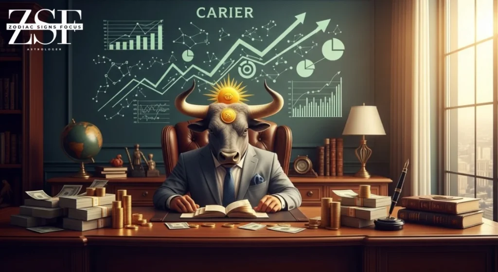 Taurus zodiac sign representing money management and career growth.