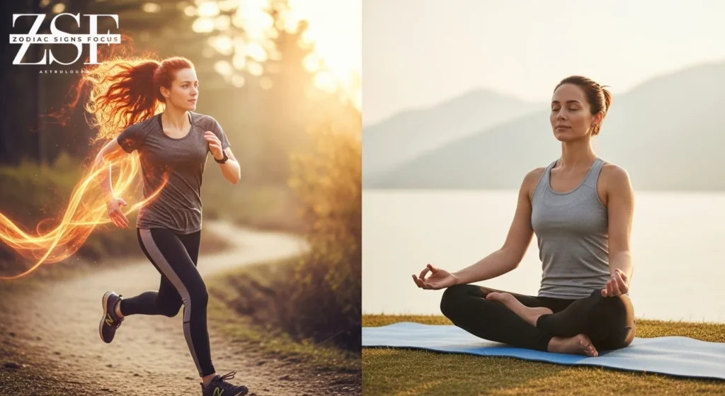 Aries zodiac health with fitness and yoga balance