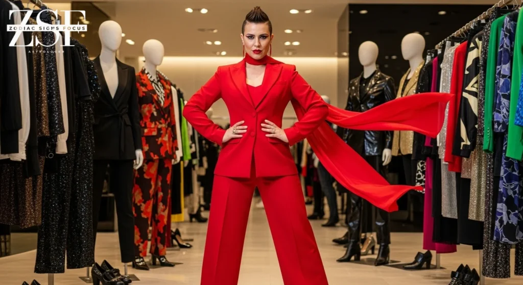 Aries zodiac bold style with red fashion clothing